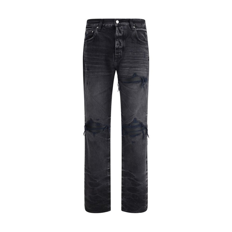 Black Cotton Straight-Leg Jeans