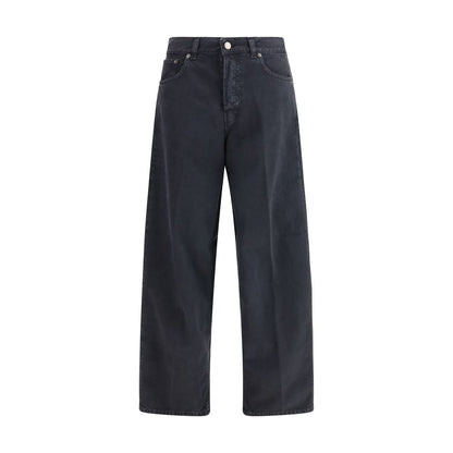 Black Cotton Straight-Leg Jeans
