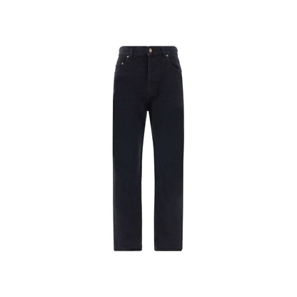 Black Cotton Straight-Leg Jeans