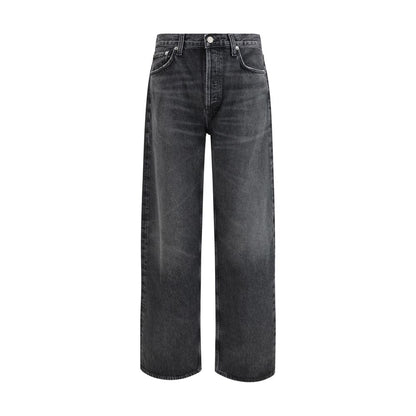 Black Cotton Straight-Leg Jeans