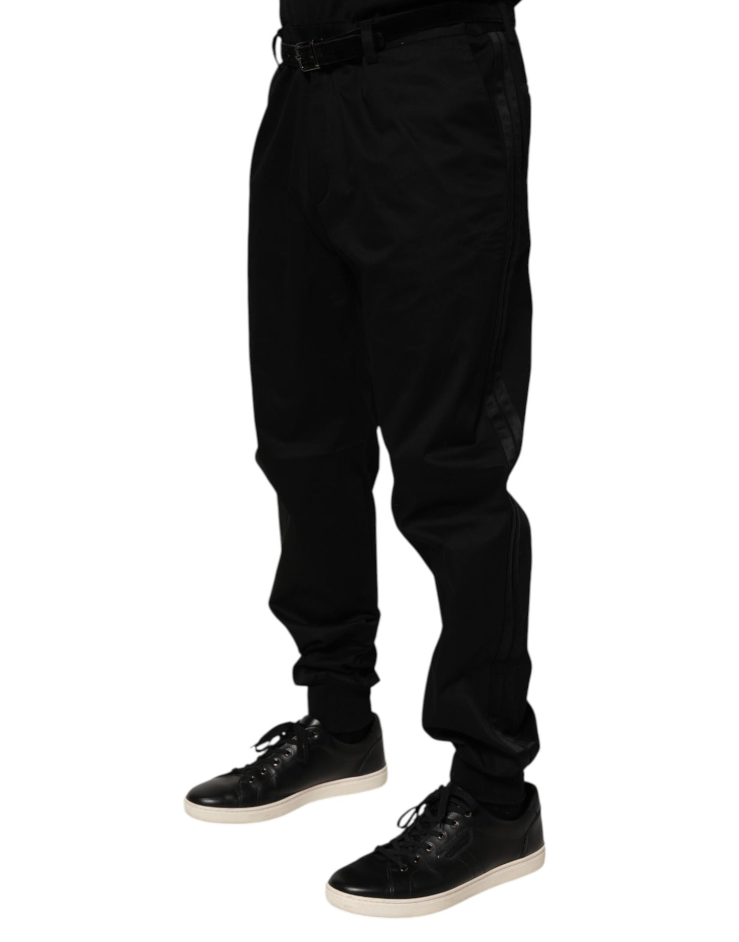 Black Cotton Stretch Casual Trouser Pants