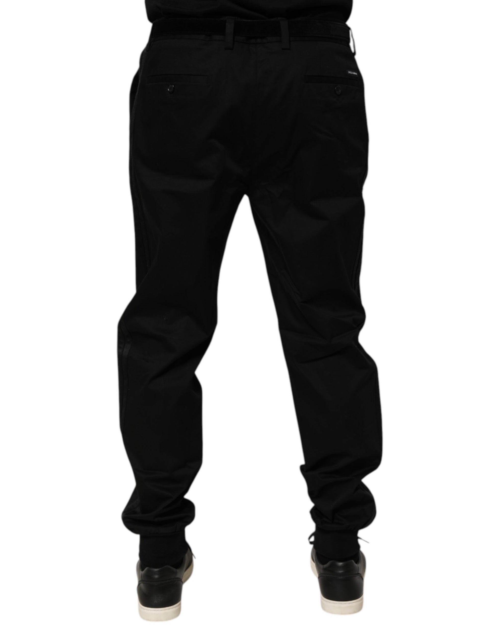 Black Cotton Stretch Casual Trouser Pants