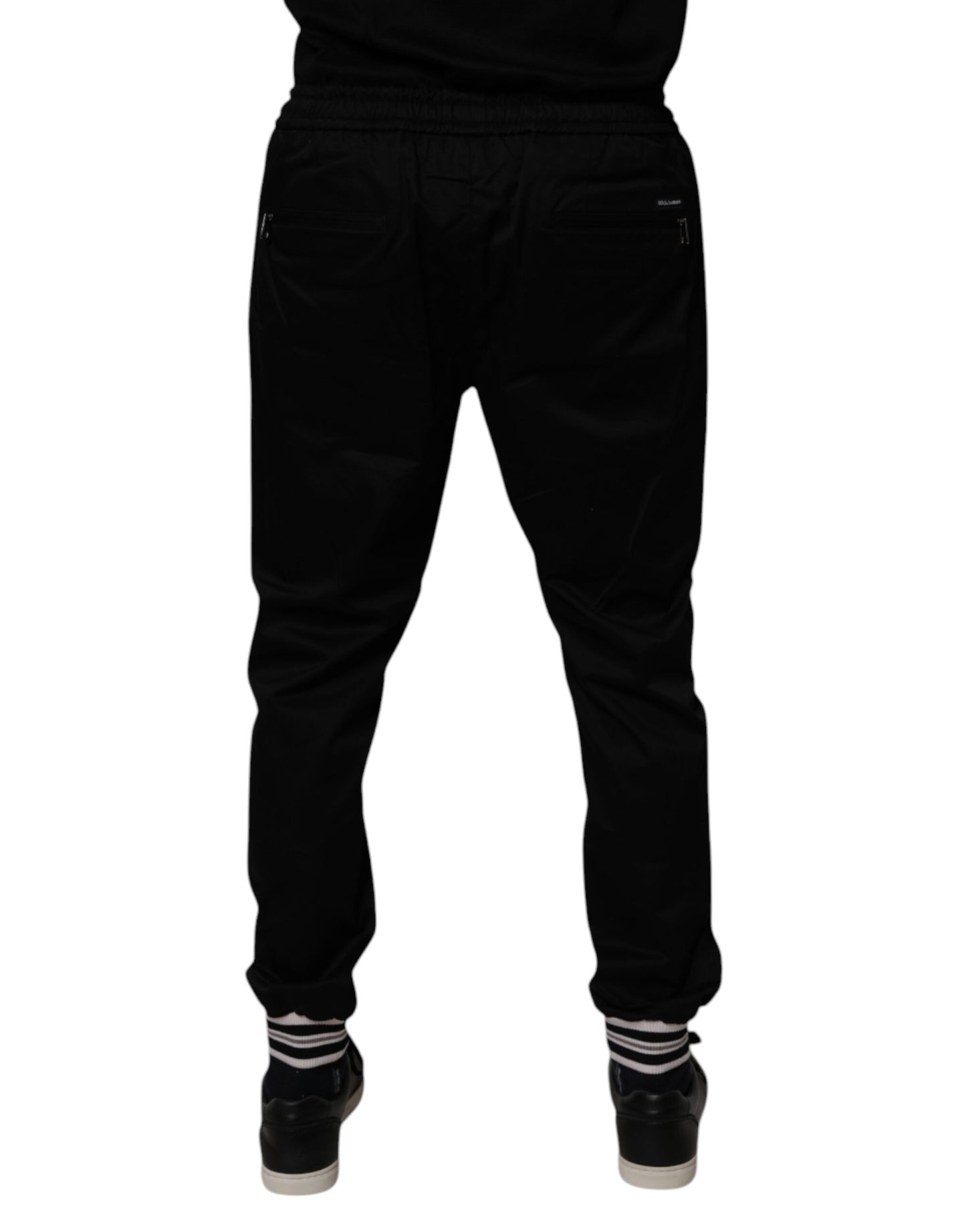 Black Cotton Stretch Jogger Sweatpants Pants-Dolce & Gabbana-LabelTerrace.com