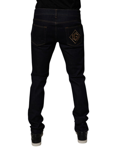 Black Cotton Stretch Men Skinny Denim Jeans-Dolce & Gabbana-LabelTerrace.com