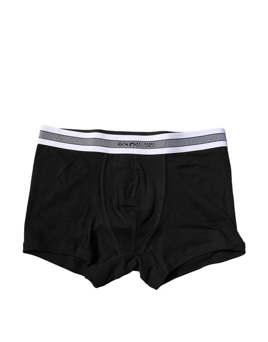 Black Cotton Stretch Regular Boxer Underwear-Dolce & Gabbana-LabelTerrace.com