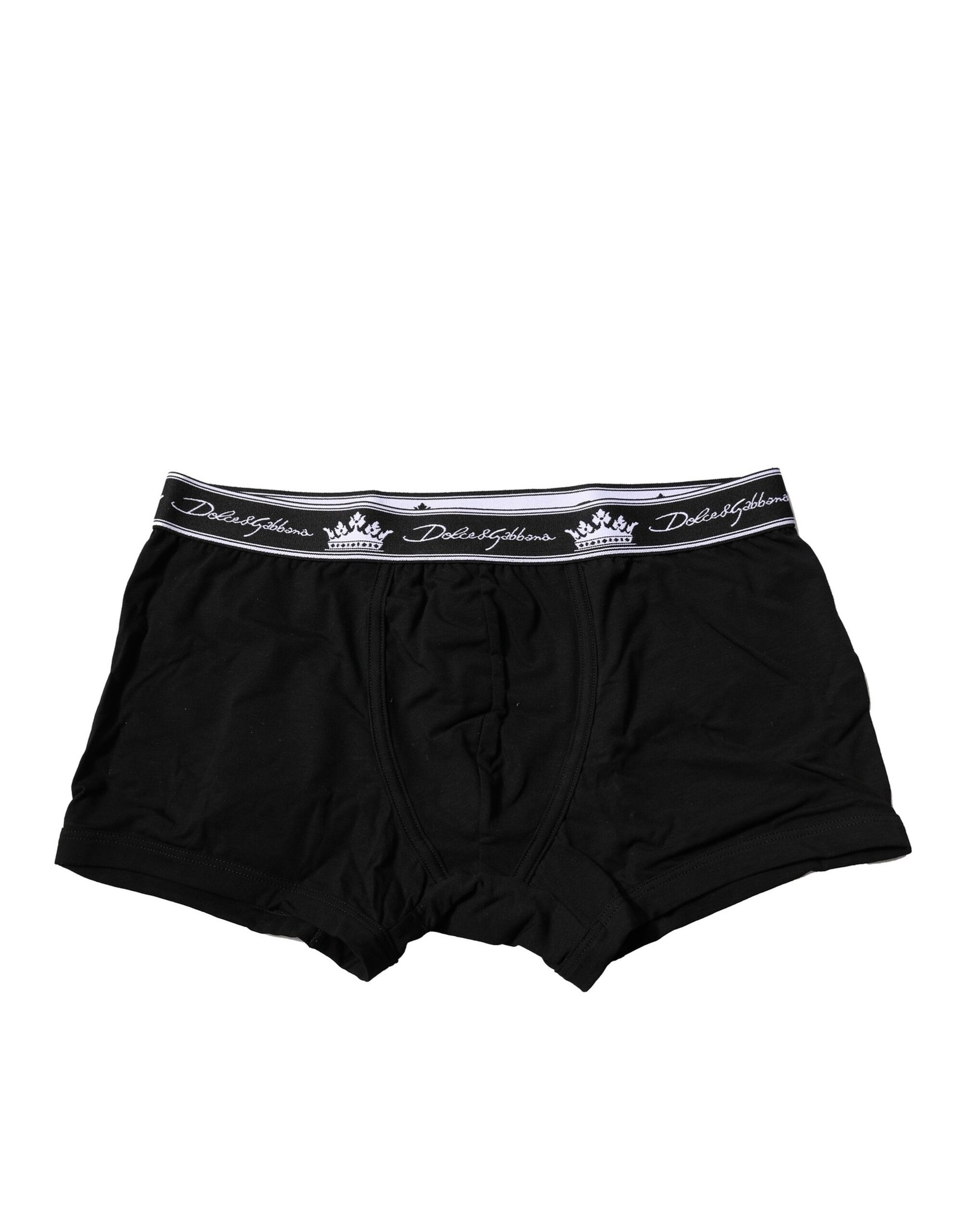 Black Cotton Stretch Regular Boxer Underwear-Dolce & Gabbana-LabelTerrace.com