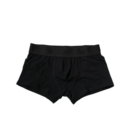 Black Cotton Stretch Regular Boxer Underwear-Dolce & Gabbana-LabelTerrace.com