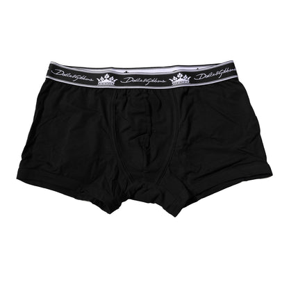 Black Cotton Stretch Regular Boxer Underwear-Dolce & Gabbana-LabelTerrace.com