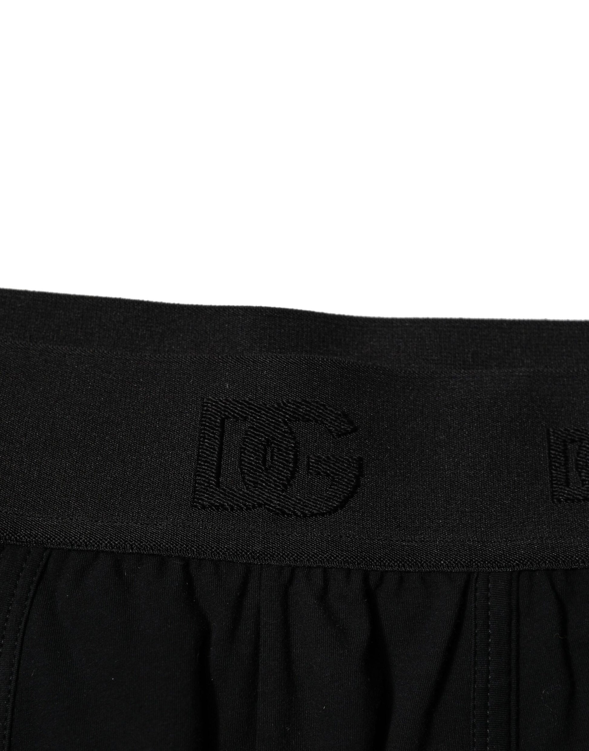 Black Cotton Stretch Regular Boxer Underwear-Dolce & Gabbana-LabelTerrace.com