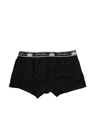 Black Cotton Stretch Regular Boxer Underwear-Dolce & Gabbana-LabelTerrace.com