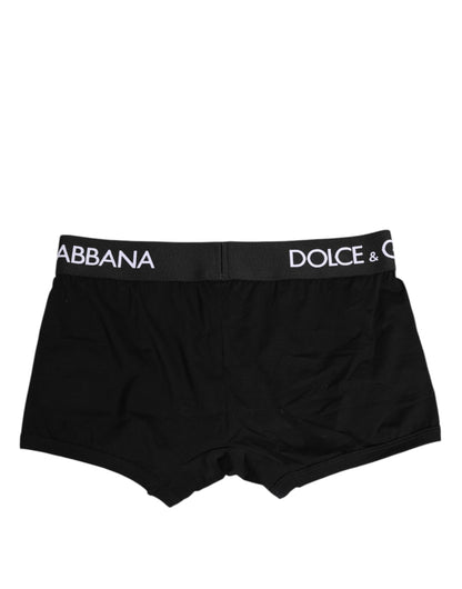 Black Cotton Stretch Regular Boxer Underwear-Dolce & Gabbana-LabelTerrace.com