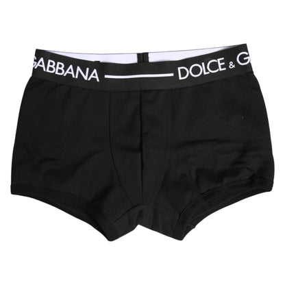Black Cotton Stretch Regular Boxer Underwear-Dolce & Gabbana-LabelTerrace.com