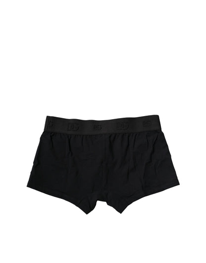 Black Cotton Stretch Regular Boxer Underwear-Dolce & Gabbana-LabelTerrace.com