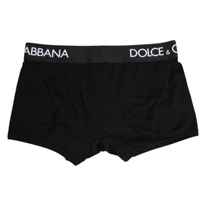 Black Cotton Stretch Regular Boxer Underwear-Dolce & Gabbana-LabelTerrace.com