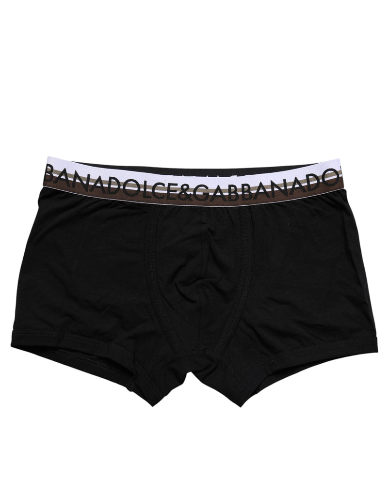 Black Cotton Stretch Regular Boxer Underwear-Dolce & Gabbana-LabelTerrace.com