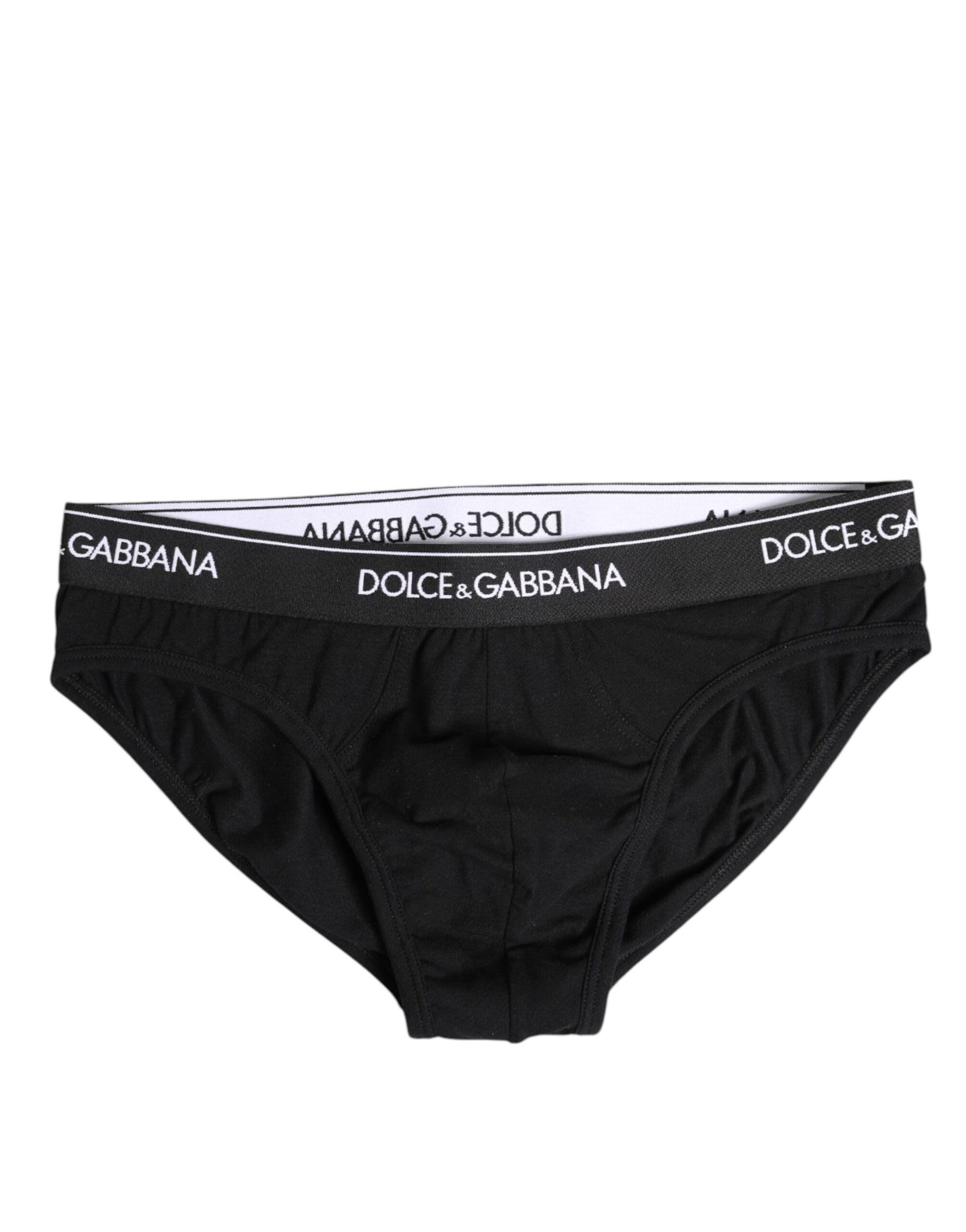 Black Cotton Stretch Regular Brief Underwear-Dolce & Gabbana-LabelTerrace.com