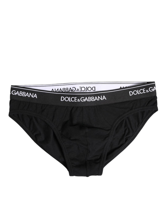 Black Cotton Stretch Regular Brief Underwear-Dolce & Gabbana-LabelTerrace.com