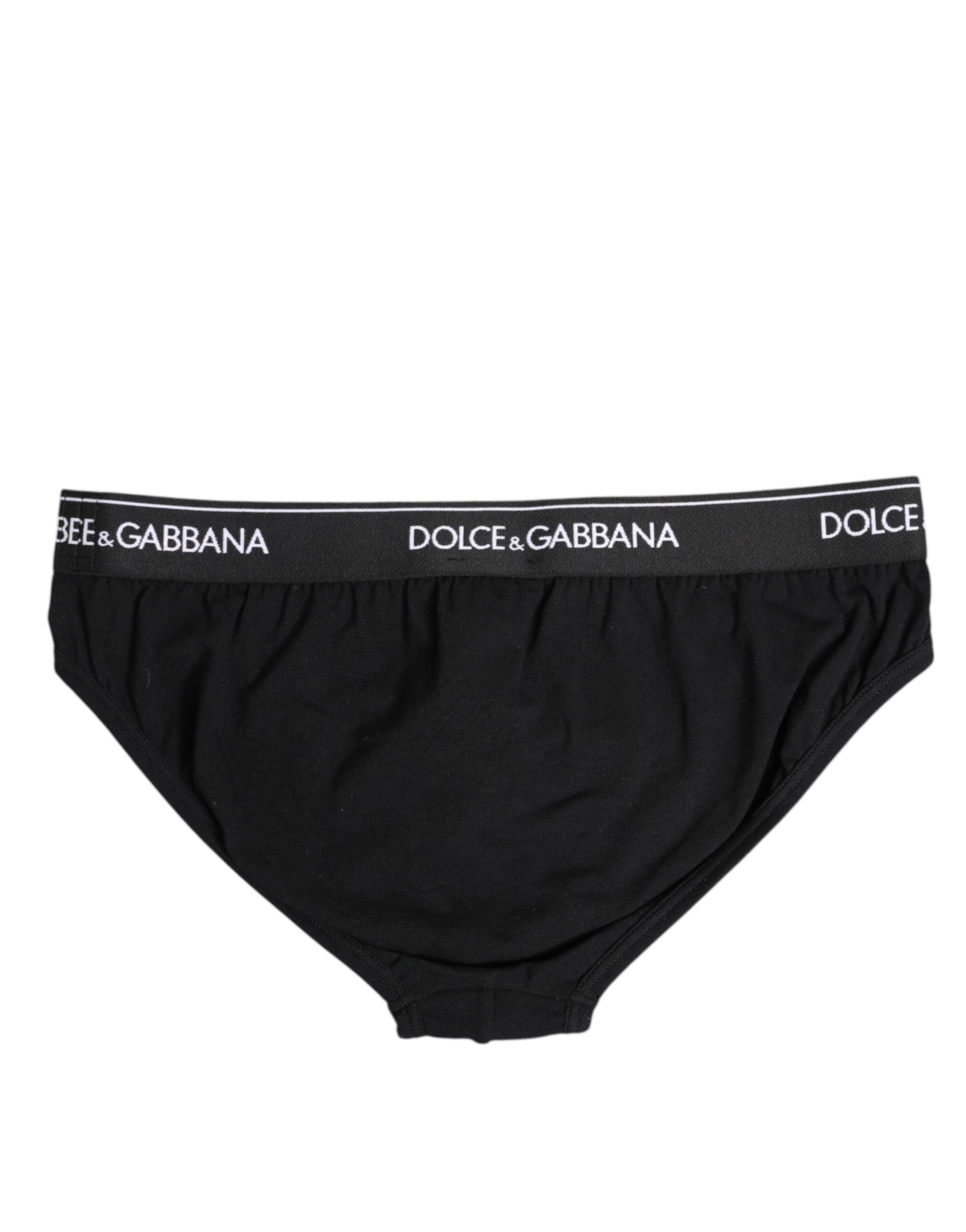 Black Cotton Stretch Regular Brief Underwear-Dolce & Gabbana-LabelTerrace.com