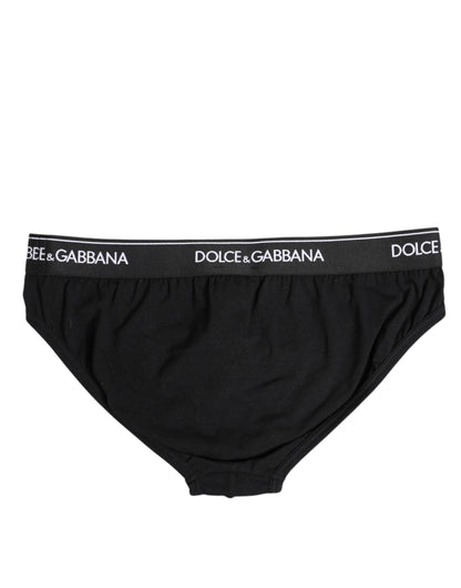 Black Cotton Stretch Regular Brief Underwear-Dolce & Gabbana-LabelTerrace.com