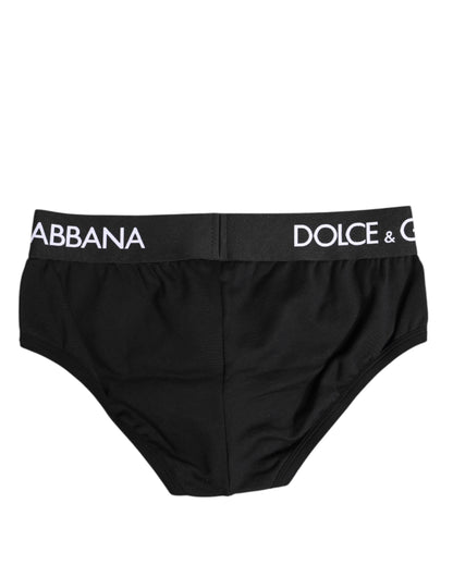 Black Cotton Stretch Regular Brief Underwear-Dolce & Gabbana-LabelTerrace.com