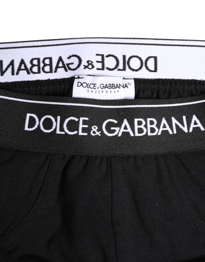 Black Cotton Stretch Regular Brief Underwear-Dolce & Gabbana-LabelTerrace.com