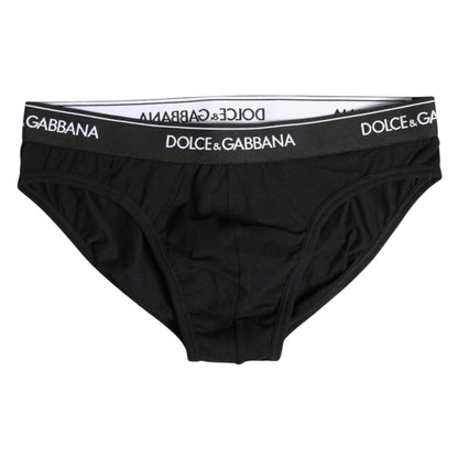 Black Cotton Stretch Regular Brief Underwear-Dolce & Gabbana-LabelTerrace.com