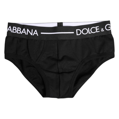Black Cotton Stretch Regular Brief Underwear-Dolce & Gabbana-LabelTerrace.com