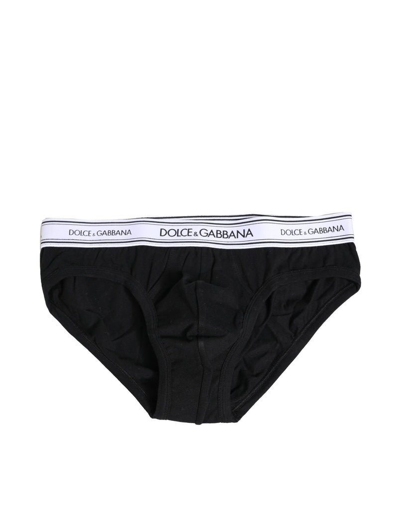 Black Cotton Stretch Regular Brief Underwear-Dolce & Gabbana-LabelTerrace.com