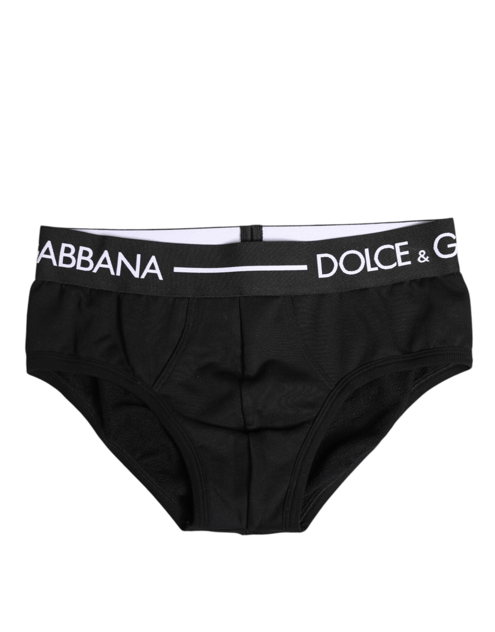 Black Cotton Stretch Regular Brief Underwear-Dolce & Gabbana-LabelTerrace.com