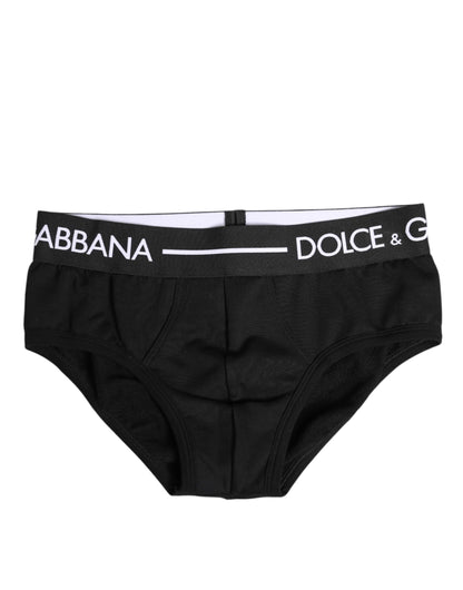 Black Cotton Stretch Regular Brief Underwear-Dolce & Gabbana-LabelTerrace.com