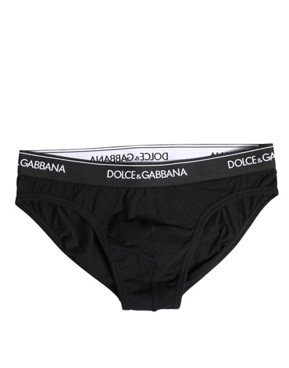 Black Cotton Stretch Regular Brief Underwear-Dolce & Gabbana-LabelTerrace.com