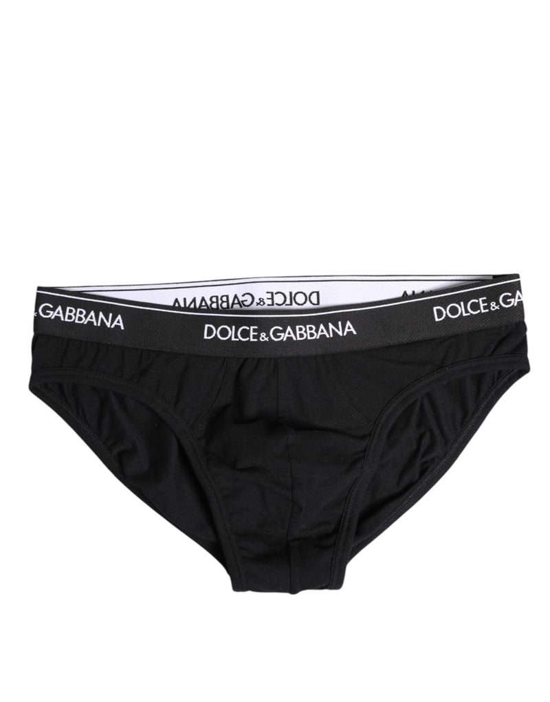 Black Cotton Stretch Regular Brief Underwear-Dolce & Gabbana-LabelTerrace.com