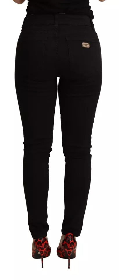 Black Cotton Stretch Skinny Denim Jeans-Dolce & Gabbana-LabelTerrace.com
