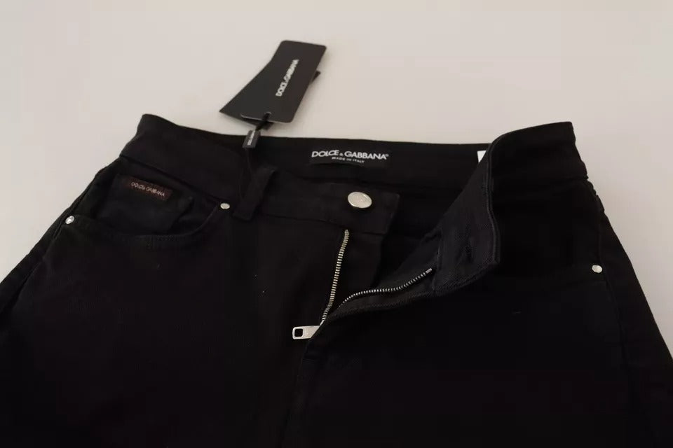Black Cotton Stretch Skinny Denim Jeans-Dolce & Gabbana-LabelTerrace.com