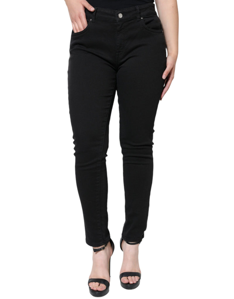 Black Cotton Stretch Skinny Denim Jeans-Dolce & Gabbana-LabelTerrace.com