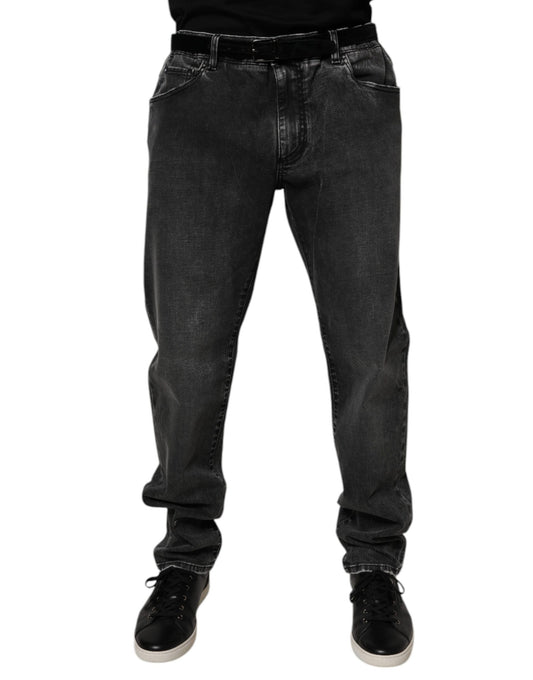Black Cotton Stretch Skinny Men Denim Jeans-Dolce & Gabbana-LabelTerrace.com