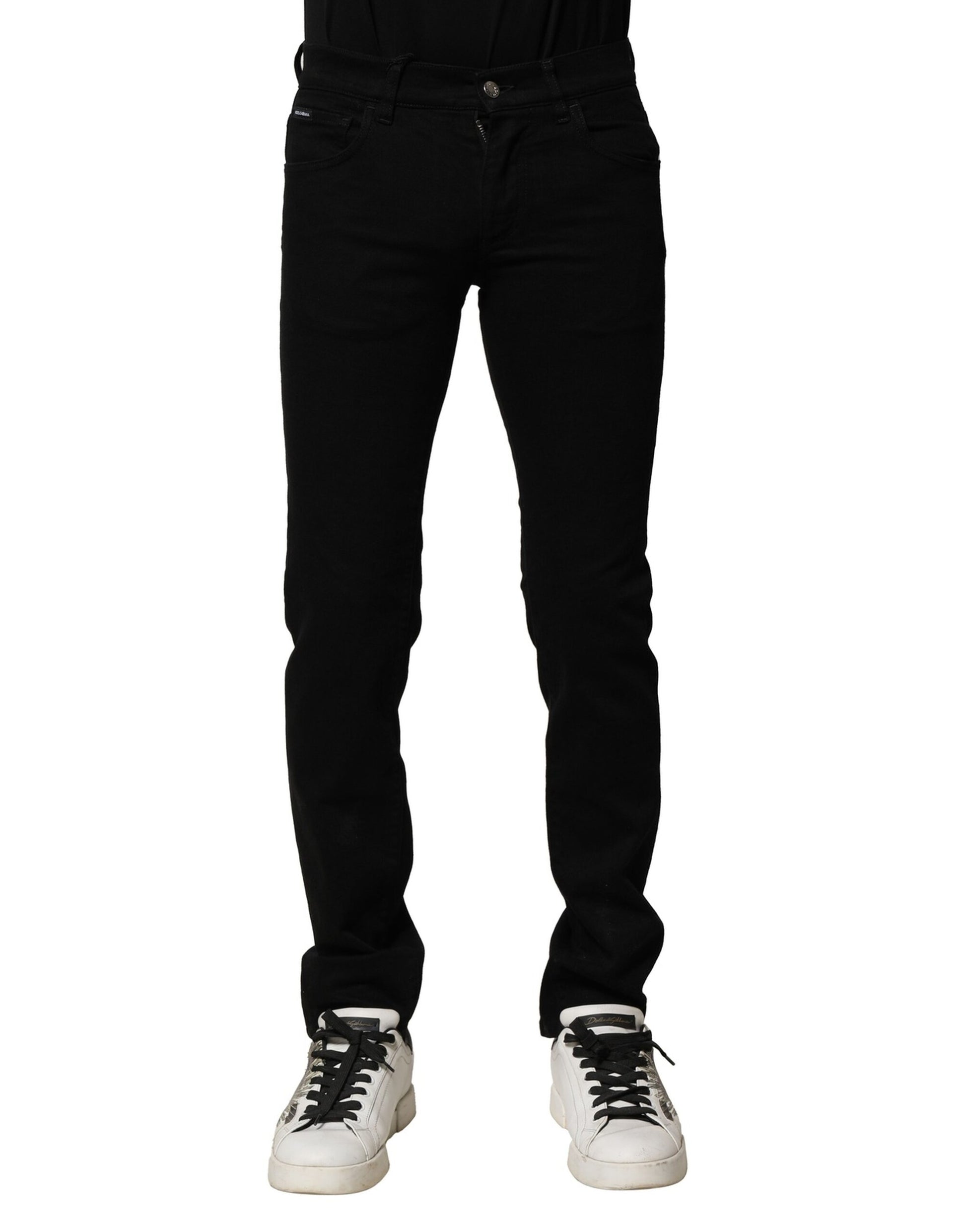 Black Cotton Stretch Skinny Men Denim Jeans-Dolce & Gabbana-LabelTerrace.com