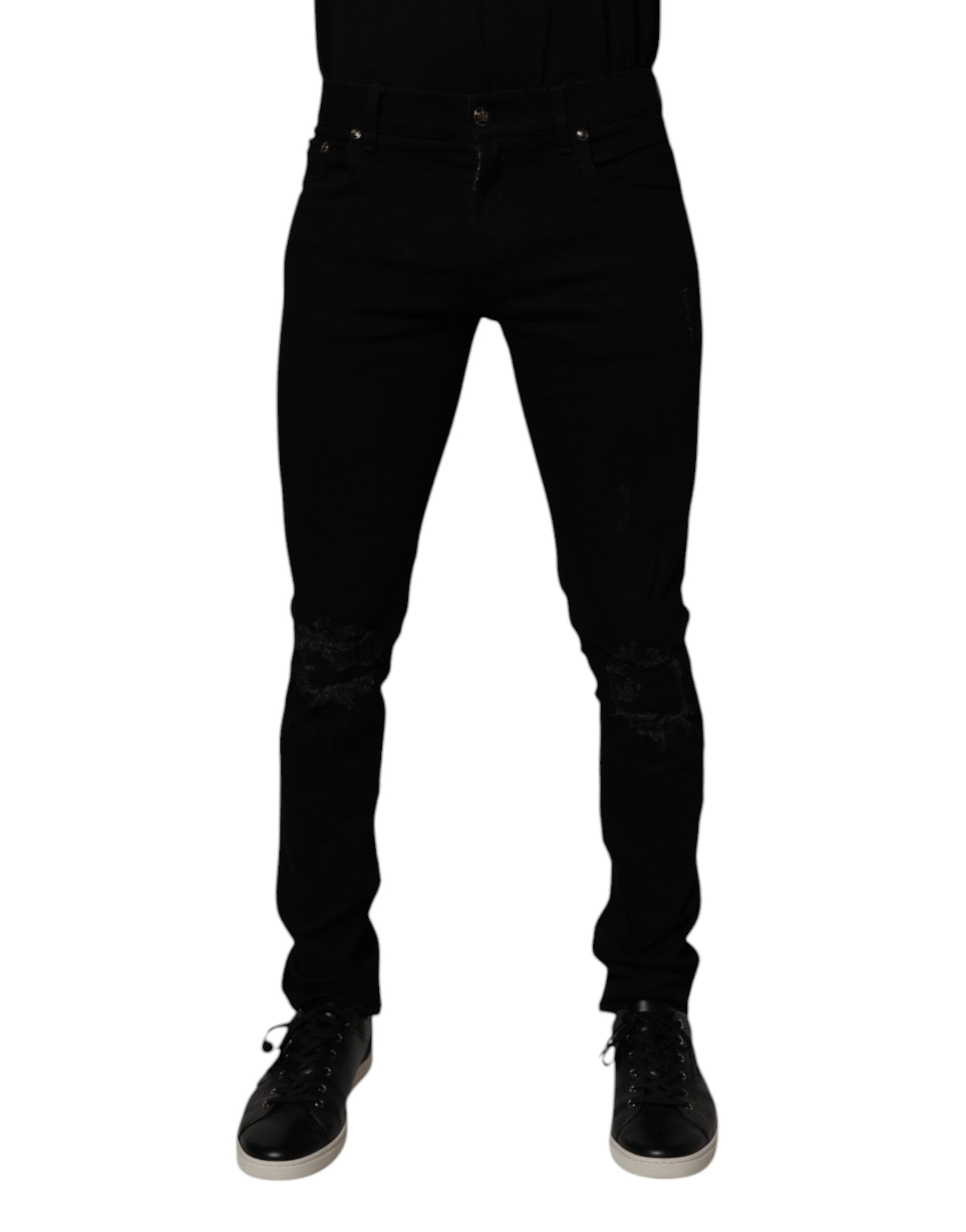 Black Cotton Stretch Skinny Men Denim Jeans-Dolce & Gabbana-LabelTerrace.com