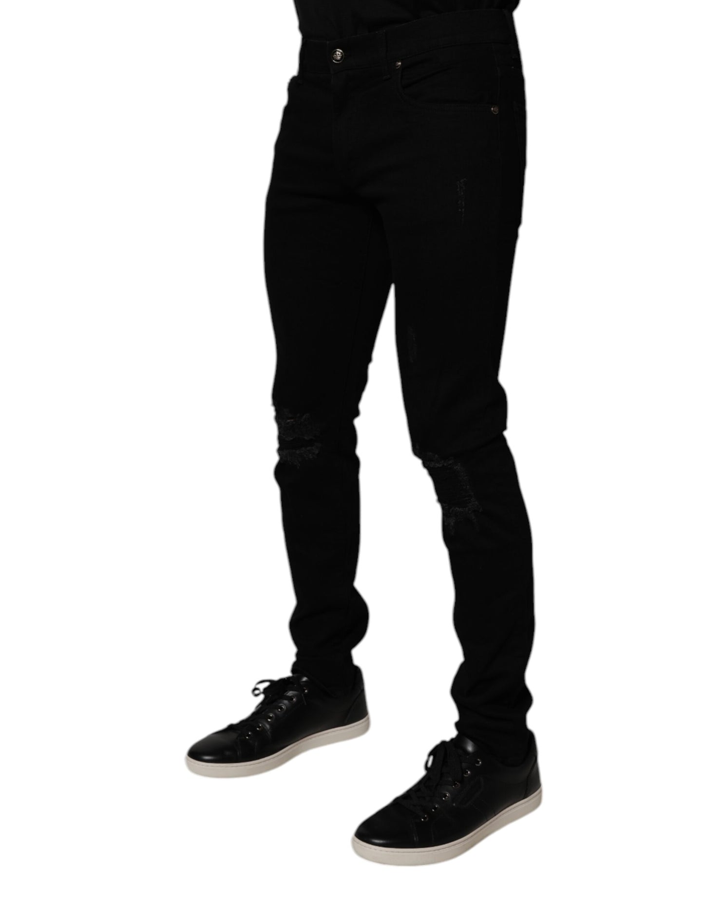 Black Cotton Stretch Skinny Men Denim Jeans-Dolce & Gabbana-LabelTerrace.com