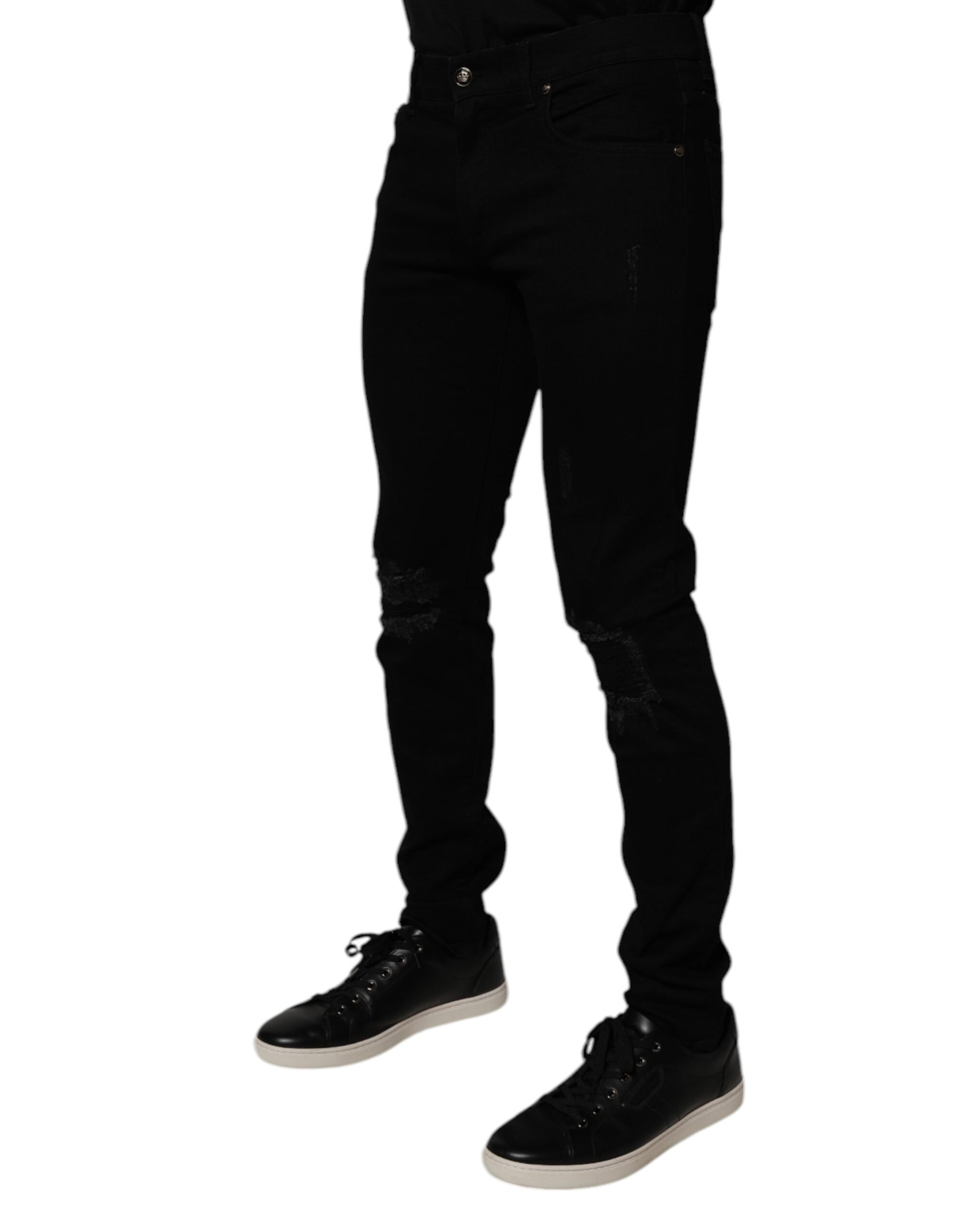 Black Cotton Stretch Skinny Men Denim Jeans-Dolce & Gabbana-LabelTerrace.com