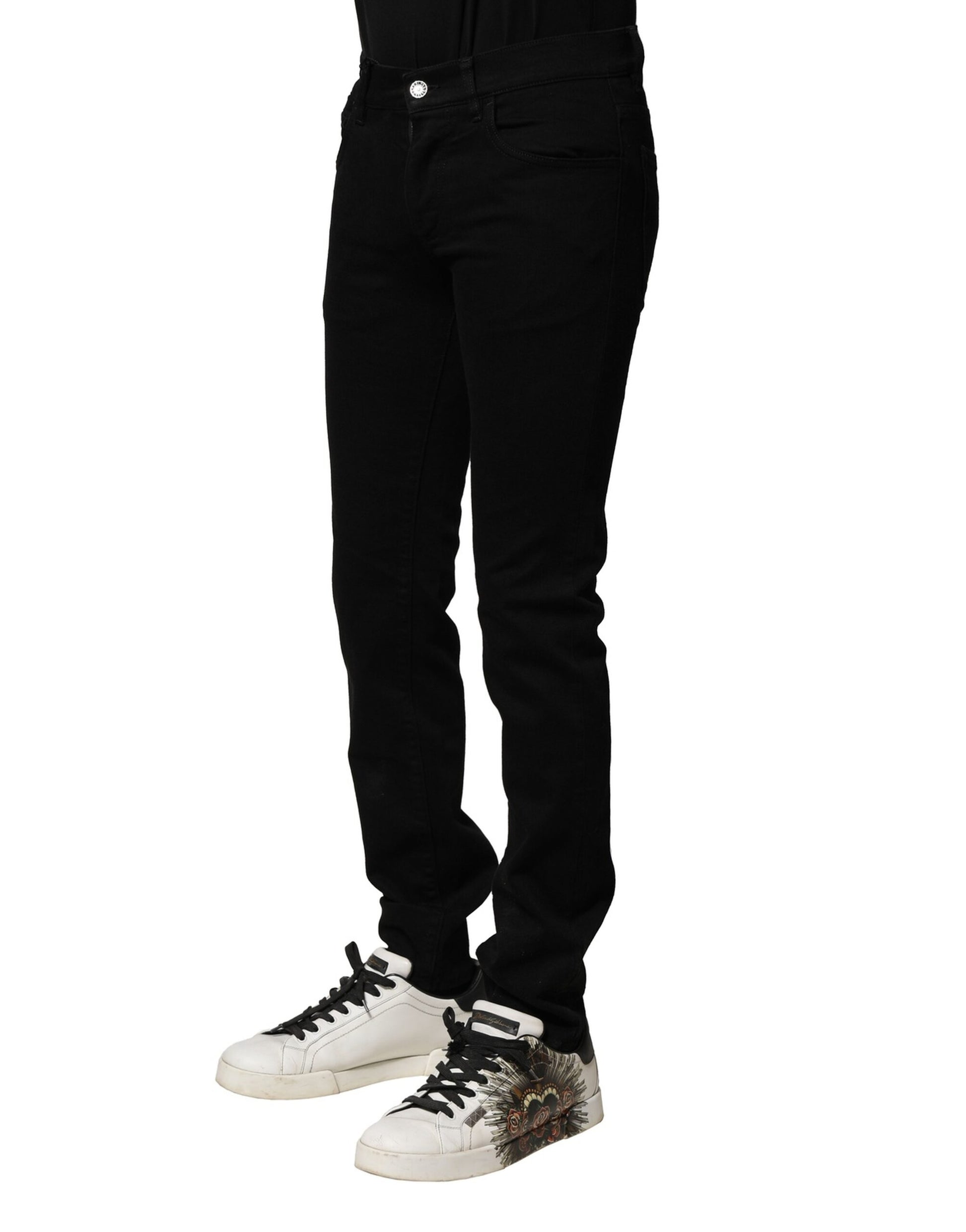Black Cotton Stretch Skinny Men Denim Jeans-Dolce & Gabbana-LabelTerrace.com