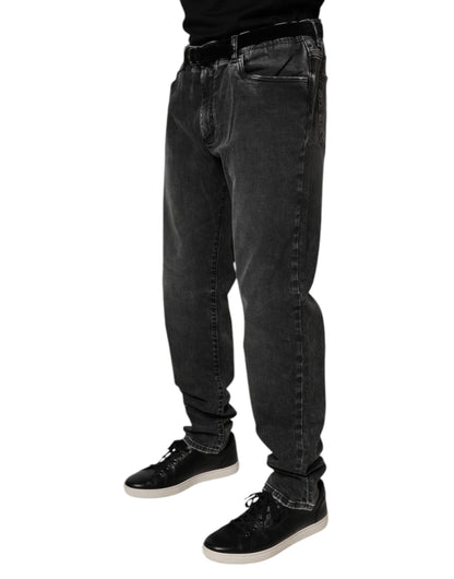 Black Cotton Stretch Skinny Men Denim Jeans-Dolce & Gabbana-LabelTerrace.com