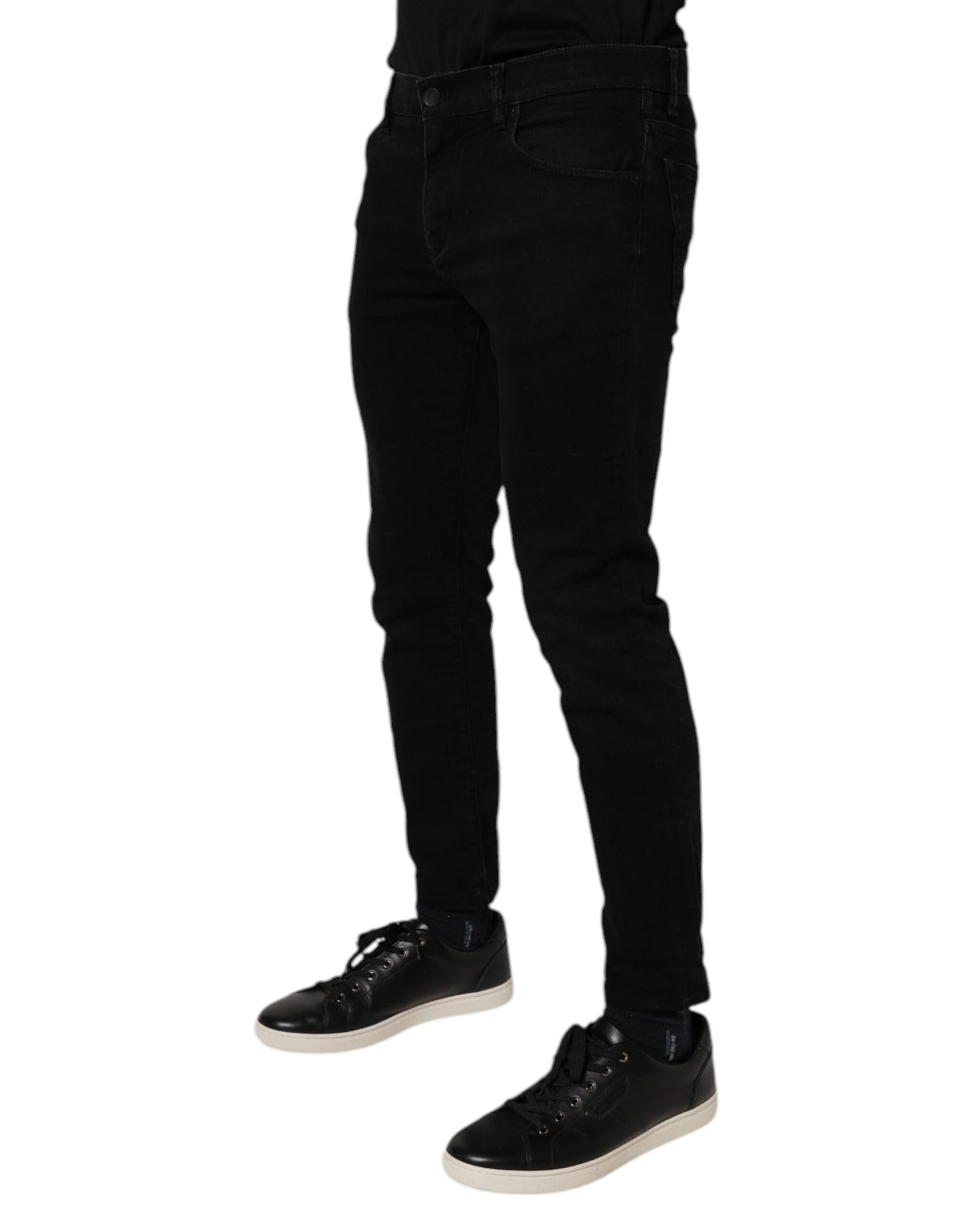 Black Cotton Stretch Skinny Men Denim Jeans-Dolce & Gabbana-LabelTerrace.com