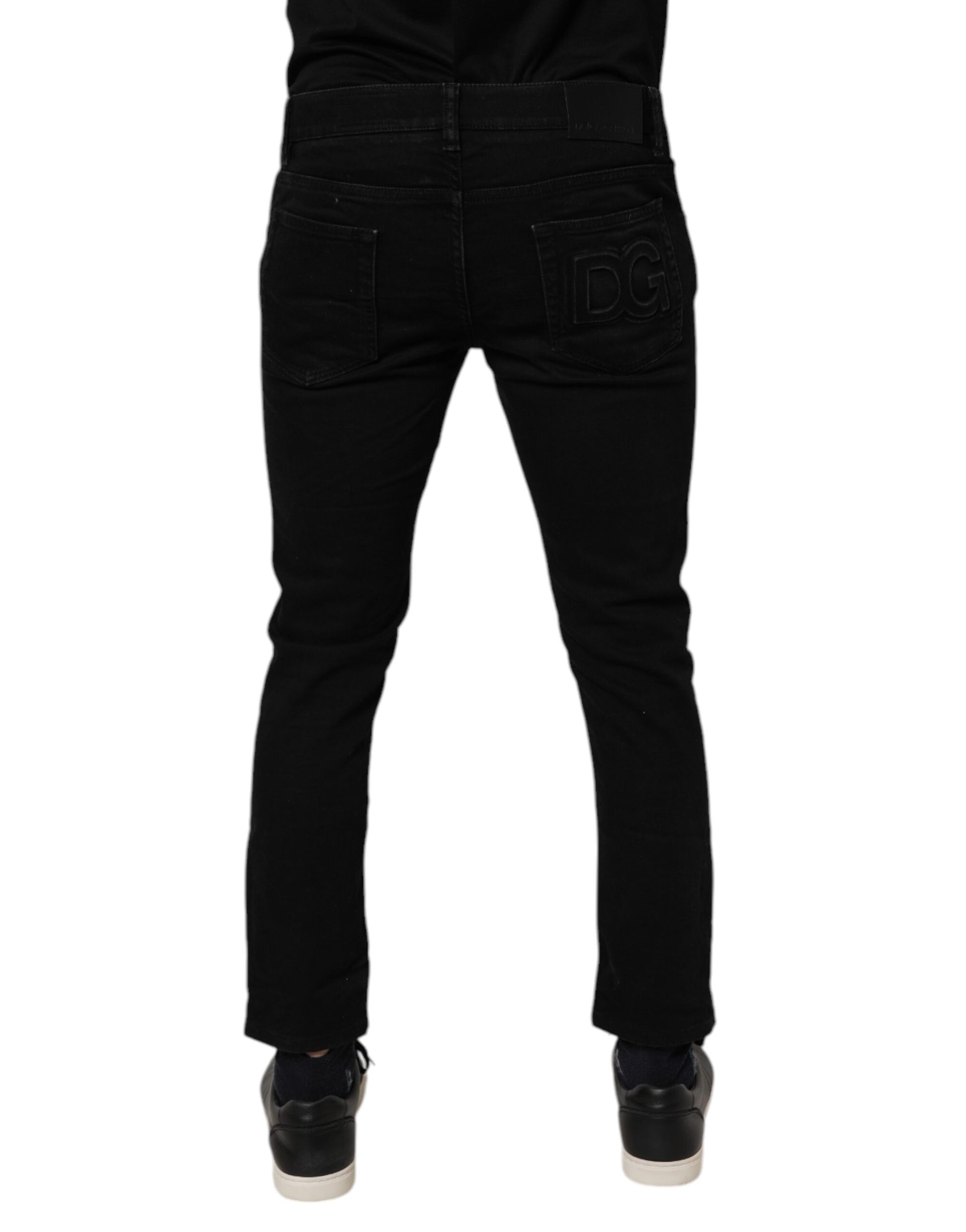 Black Cotton Stretch Skinny Men Denim Jeans-Dolce & Gabbana-LabelTerrace.com