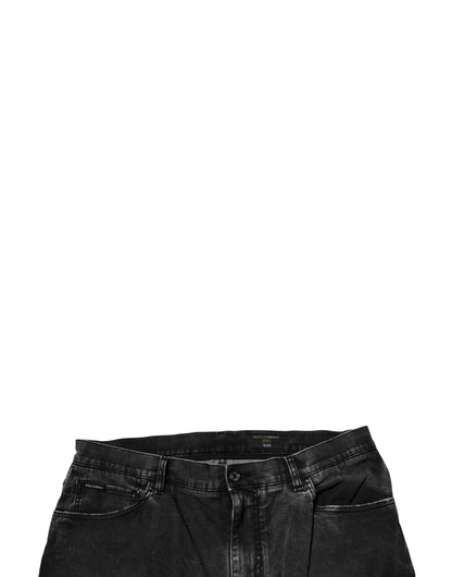 Black Cotton Stretch Skinny Men Denim Jeans-Dolce & Gabbana-LabelTerrace.com