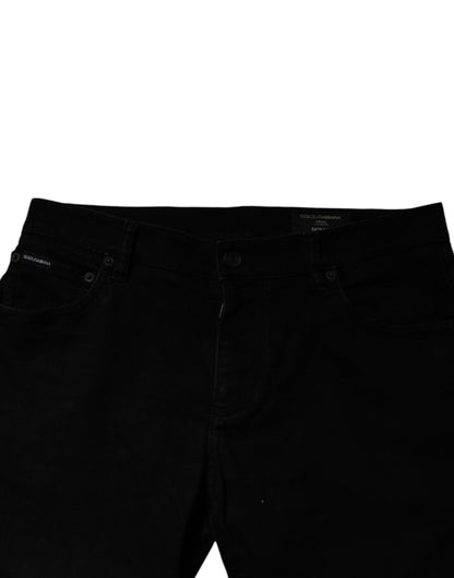 Black Cotton Stretch Skinny Men Denim Jeans-Dolce & Gabbana-LabelTerrace.com