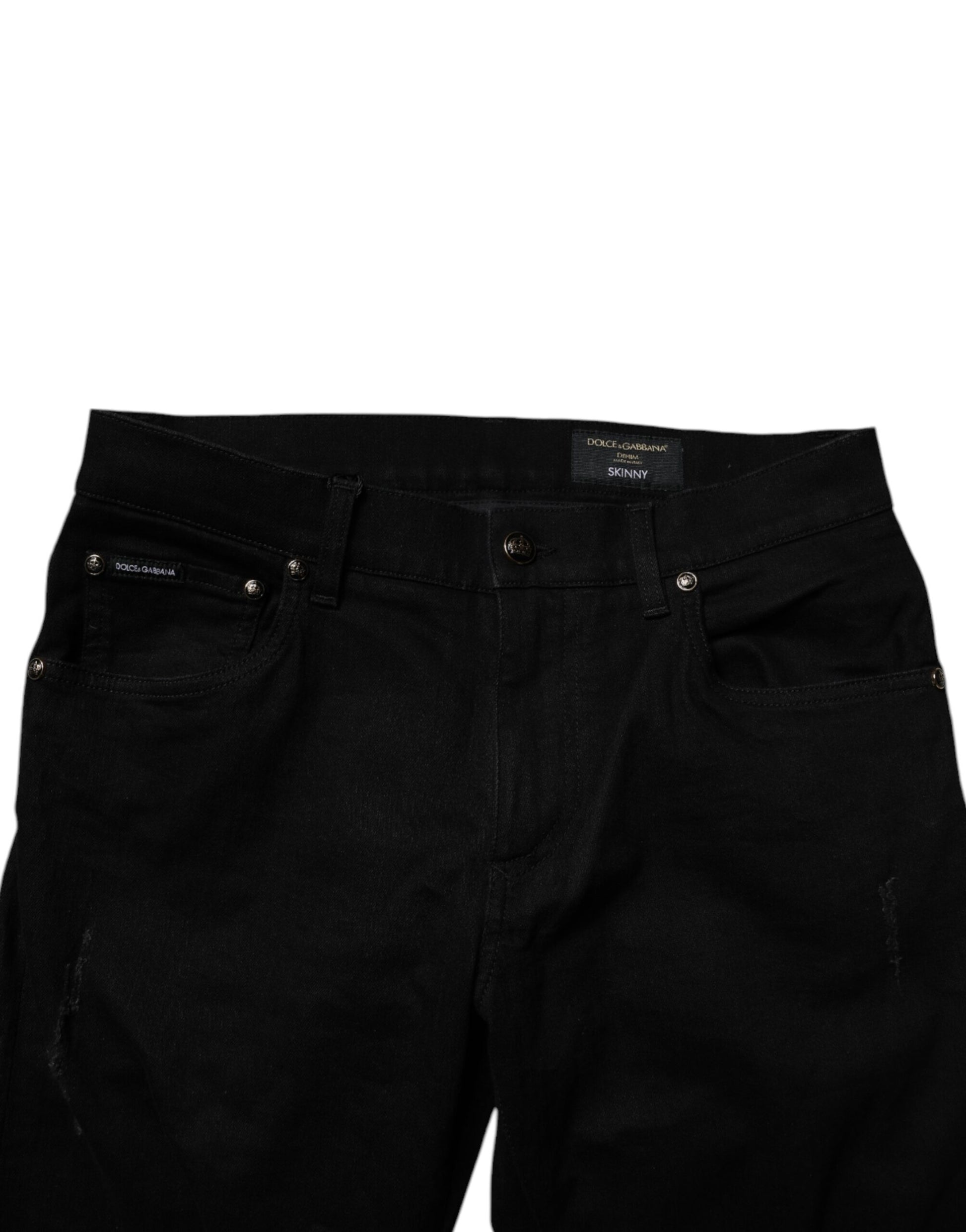 Black Cotton Stretch Skinny Men Denim Jeans-Dolce & Gabbana-LabelTerrace.com