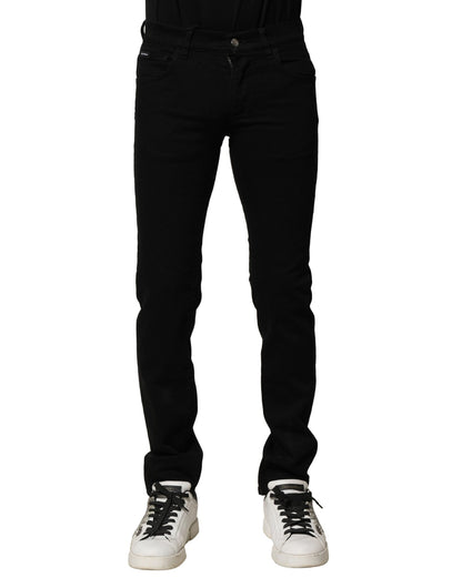 Black Cotton Stretch Skinny Men Denim Jeans-Dolce & Gabbana-LabelTerrace.com