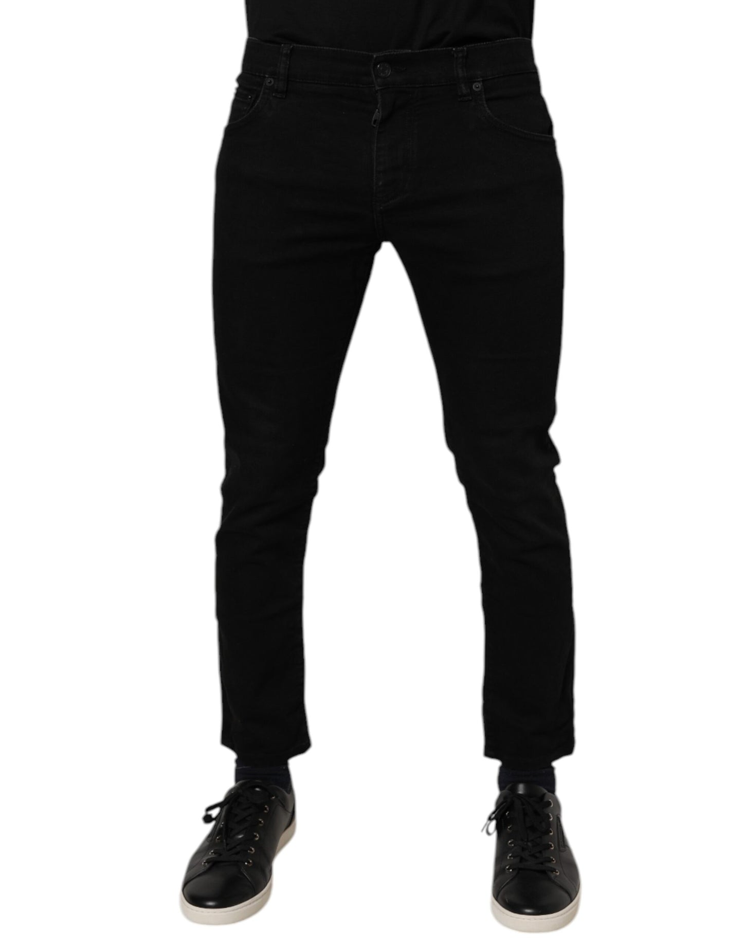 Black Cotton Stretch Skinny Men Denim Jeans-Dolce & Gabbana-LabelTerrace.com