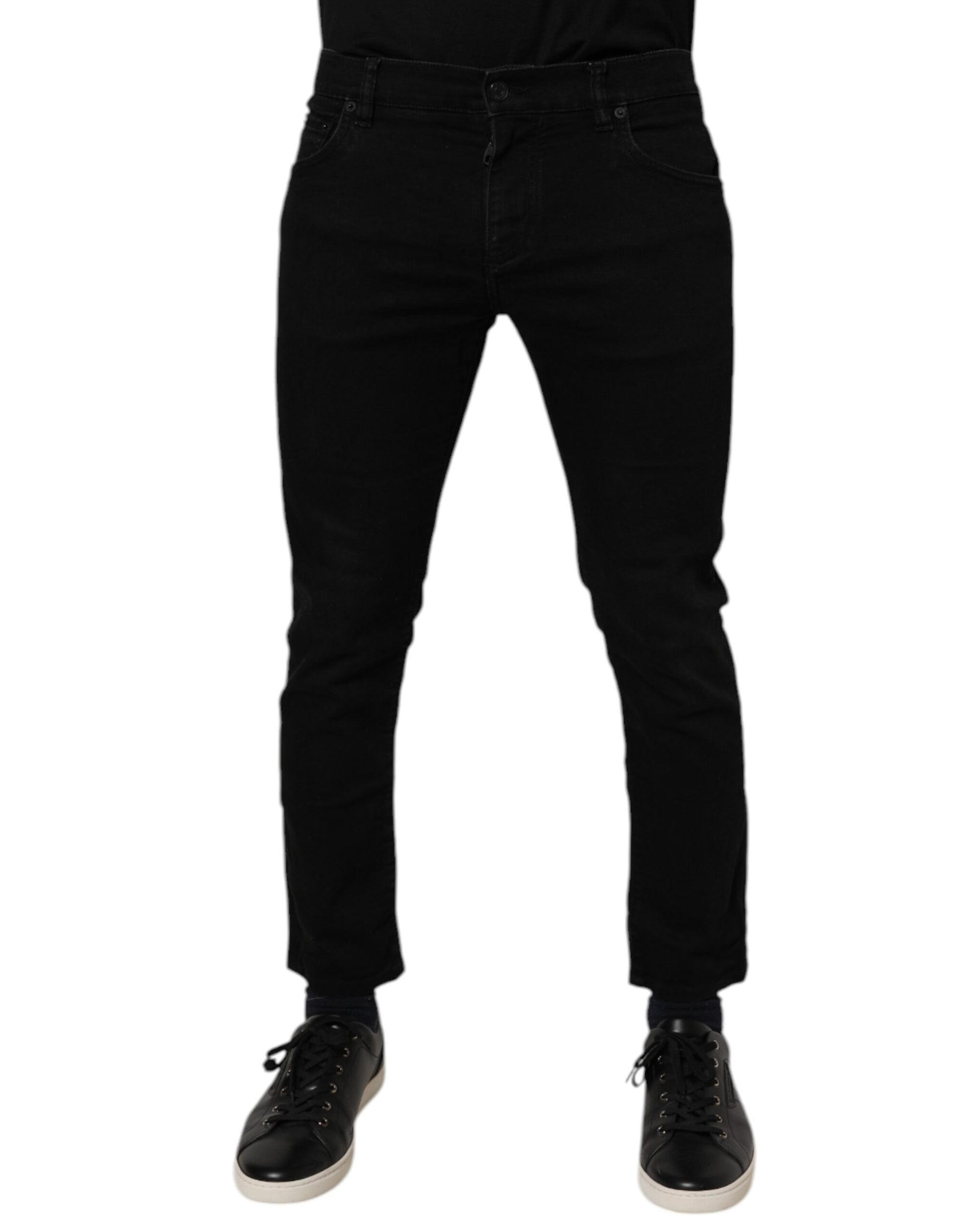 Black Cotton Stretch Skinny Men Denim Jeans-Dolce & Gabbana-LabelTerrace.com